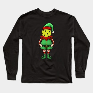 Funny Pickleball Christmas Elf Long Sleeve T-Shirt